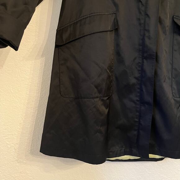 Sanyo Zip Up Rain Jacket Men's Small Black Hooded Mid Length Pockets PA234 - Picture 4 of 16